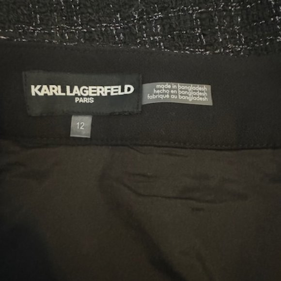 KARL LAGERFELD PARIS Metallic Tweed Mini Skirt, Size 12 - Picture 2 of 4